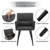 2x Dining Chairs Faux Leather Kitchen Dining Room Chairs Metal Legs Grey