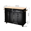 Black Rolling Kitchen Island Wheels Large 2 Drawers Serving Cart Trolley Cabinet