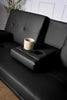 Sofa Bed 2 Seater Black Faux Leather Click Clack Cup Holders Comfy Guest Bed