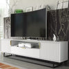 200cm Loft Retro Milled Fronts TV Unit Stand | White Matt Body | Vintage Cabinet
