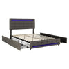 Upholstered Bed with LED Lights and 4 Storage Drawers Platform Bed Frame Grey