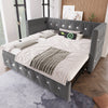 Daybed Velvet Sofabed 3ft Single Sofa Bed With Pull Out Trundle Guest Bed Grey