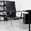 High Back PU Leather Reception Seat Home Office Chair Sled Base Conference Chair