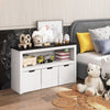 Kids Toy Storage Organizer w/ 3 Bins Children’s Bookcase Toy Chest w/ Wheels