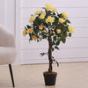 Artificial Yellow Rose Tree in Pot Fake Flower Plant Outdoor Home Office Decor