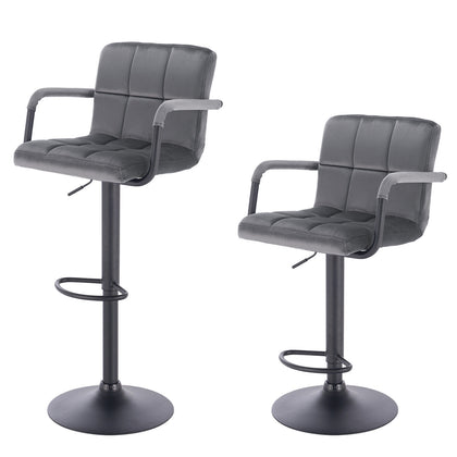 2x Kitchen Barstools Height Adjustable Pub Swvivel Chairs with Armrest Backrest