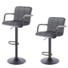2x Kitchen Barstools Height Adjustable Pub Swvivel Chairs with Armrest Backrest