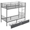 3Ft Twin Over Bunk Bed Frame Single Loft Sleeper w/ Two Storage Drawers Ladder