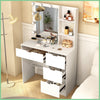 Modern 4 Drawers Dresser Table with 10 LED Bulbs Makeup Mirror Vanity Desk