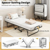 Folding Bed Frame with Mattress-White
