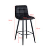 2X Velvet Bar Stools Black Breakfast Pub Chair Kitchen Modern 65 cm Seat High