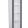 Modern Display Tall Cabinet Bookcase Shelving Units with LED Light 3 Glass Shelf