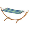 Hammock with Stand, Triple-Head Wood Garden Hammock with Cotton Bed, Blue