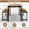 3 PCS Dining Table Set Dining Table & 2 Benches Kitchen Space-Saving Furniture