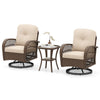 3 Piece Patio Swivel Rocker Set 2 Outdoor Wicker Rocking Chairs Brown