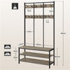 Industrial Large Coat Rack Stand with 24 Hooks and Shoe Bench for Entryway