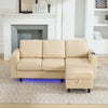 L-Shaped Sofa Bed 3 Seater Corner Sofa Convertible Settee with Storage, Beige