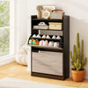 Freestanding Wooden Shoe Rack with Open Storage-Black