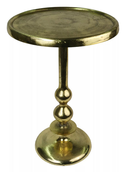 62CM ALUMINIUM PEDESTAL TABLE GOLD/BRASS INDUSTRIAL FINISH SIDE WINE LAMP TABLE