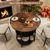 80cm Round Dining Table with Storage Metal Frame 3-Tier Kitchen Table Brown