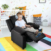 Kids Recliner Chair Adjustable PU Leather Toddler Sofa Chair w/Storage Black