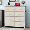Wide 9-Drawer Fabric Dresser with Steel Frame, Cream White, for Bedroom/Closet