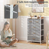 Chest of Drawer with 5 Foldable Drawers Storage Tower-Grey