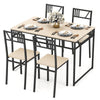 5 Pcs Dining Table Set Industrial-Style Kitchen Table & 4 Chairs-Natural