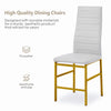 2x White Faux Leather Dining Chairs&Round Clear Glass Dining Table Golden Legs