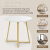 Dining Table and Chairs Set of 4 Marble Look Round Kitchen Table with Metal Legs