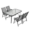 150cm Rectangle Metal Garden Dining Table Glass Top w/Parasol Hole Outdoor Patio