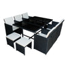 10 Seater Rattan Cube Garden Furniture Set Dining Table Chairs Stools Patio