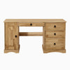 Solid Pine Computer Desk Home Office Table with 1 Door 3 Drawers Storage Waxed