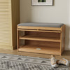 Shoe Bench Cabinet 2-Tier Flip-door Shoe Storage Rack with Seat Cushion Bamboo