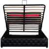 4ft6 Double Gas Lift Ottoman Storage Bed Frame w/ LED Lights Faux Leather Black