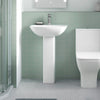 Bathroom 545mm Wash Basin & Full Pedestal 1 Tap Hole White Ceramic Modern Sink