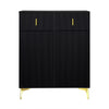 SIDEBOARD SHOE CABINET UNIT WITH 2 DRAWERS STORAGE AND ADJUSTABLE SHELVES, BLACK