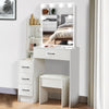 LED Vanity Table Set Sliding Lighted Mirror Dressing Table 6 Drawer Dresser Desk