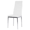 Set of 4 Modern Kitchen Dining Chairs White Faux Leather High Back Chrome Legs