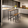 Industrial Narrow Rectangular Table with Steel Frame - Brown