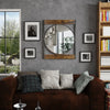 Industrial Metal Wood Frame Wall Mirror Bathroom Living Room Decorative Mirror
