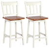 2X Swivel Dining Bar Stool Rubber Wood Counter Height Stools w/Backrest Footrest