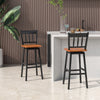 2X Swivel Height Bar Stools Solid Rubber Wood Dining Chairs w/ Footrest Backrest