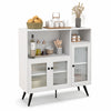 Industrial Side Cabinet Kitchen Sideboard Wooden Cupboard w/Adjustable Shelves