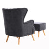 Velvet/Linen Shell Wing Back Upholster Accent Armchair Sofa Cushion Footstool UK