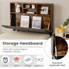 Single Size Bed Frame Upholstered Platform Bed Slat Support W/ Storage Headboard