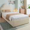 3ft Single Ottoman Storage Bed with Cloud Shaped Upholstered Headboard, Beige