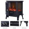 Electric Stove 3-Side Panoramic Fireplace LED Flame Effect Burner Log Stove Heat