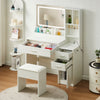Dressing Table Set Vanity Desk with LED Light Mirror Stool Drawers Bedroom White
