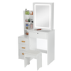 White Dressing Table With Drawers Mirror Stool Set Makeup Desk Vanity Mbisdamhkv